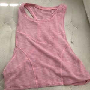 Lululemon athletica pink see-through running and summer top, tee, and shirt